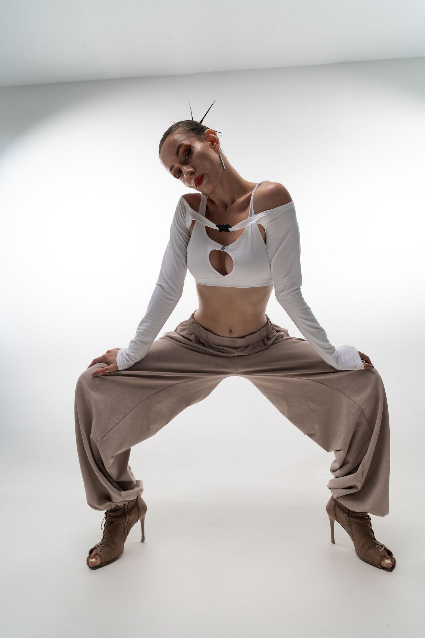 Бежеві оверсайз штани для джаз фанк