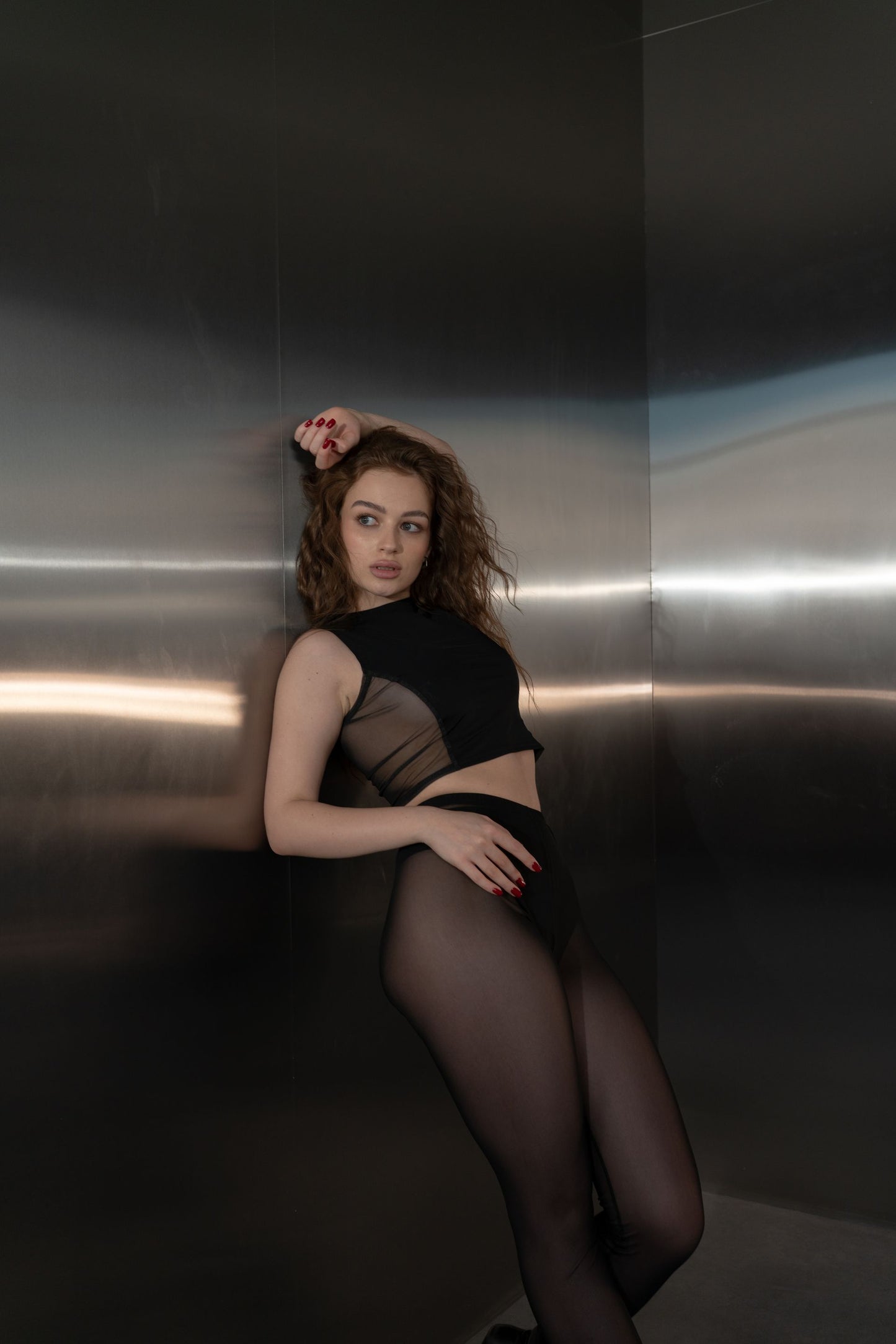 Чорні прозорі лосини, легінси з сітки