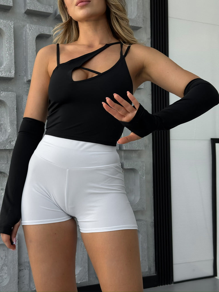Білі танцювальні шорти зі зборкою для танців heels, тверк, pole dance | Короткі білі шорти