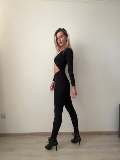 Танцювальний комбінезон з вирізом на животі та декольте