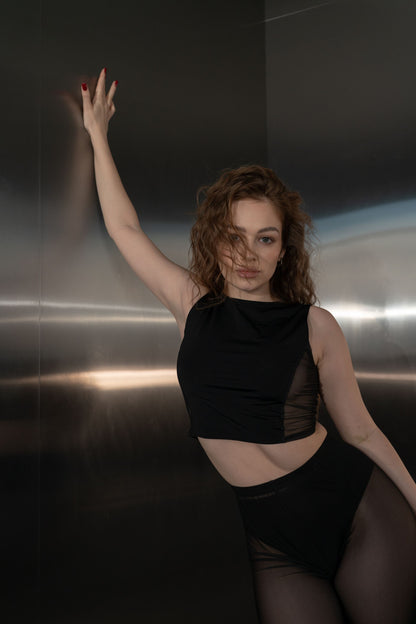 Чорні прозорі лосини, легінси з сітки